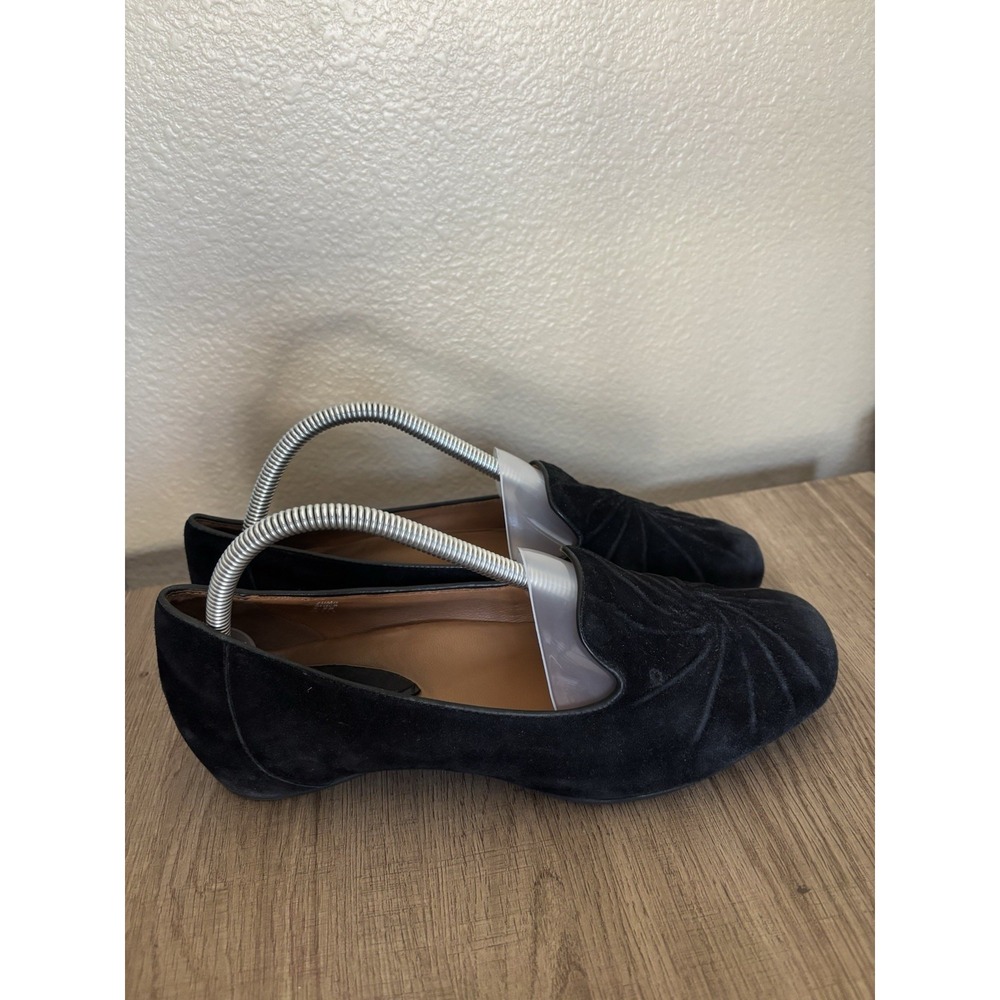 Earthies Womens 9.5B Black Suede Leather Zuma Closed Toe Wedge Shoes Old Money‎